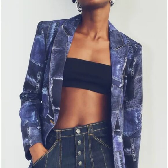 Cinq à Sept photoreal denim cheyenne blazer US 6 - Picture 3 of 11